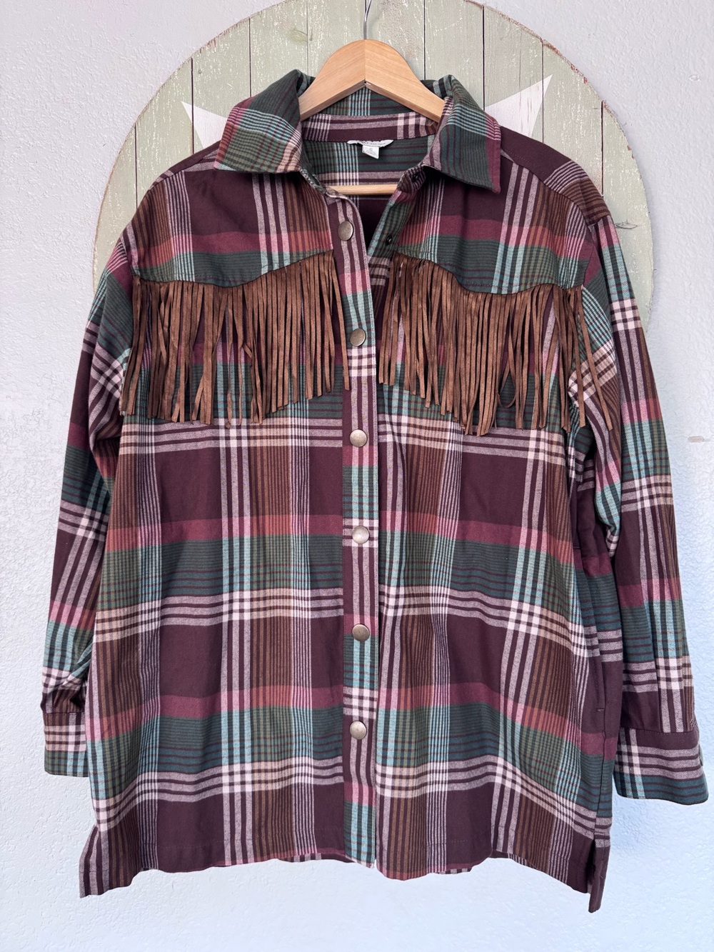 CATO small oversized fringe shacket 100% cotton